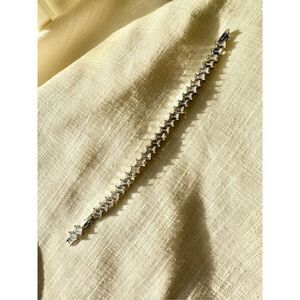 Emerald cut cubic zirconia tennis bracelet with extender